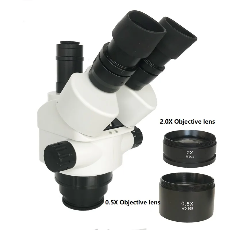 Новая модель 7X-45X Simul-Focal Тринокулярный зум стерео микроскоп головка 0.5X 2.0X 1X CTV1/2 адаптер объектива окуляр Барлоу
