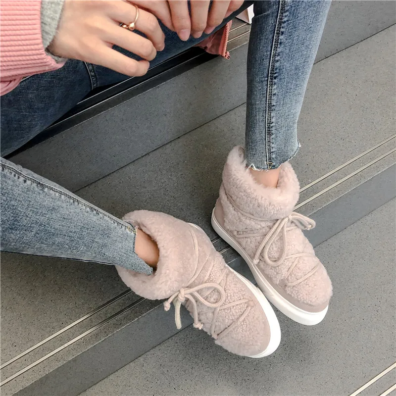 FEDONAS Sweet Women Wool Cow Suede Ankle Boots Female Big Size Snow Boots Dancing Casual Shoes Woman Newest Flats Platform