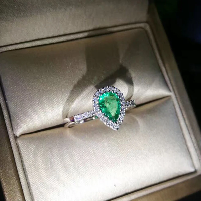 18K Золотое кольцо 2ct лаборатория искусственный изумруд и Moissanite АЛМАЗНОЕ КОЛЬЦО с национальным сертификатом Em-003