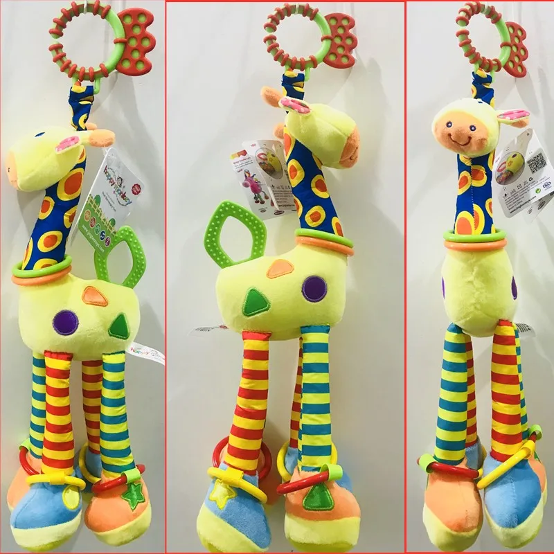 Cotton Infant Baby Kid Soft Giraffe Animal Handbells Rattles Handle Toys Gift BT 