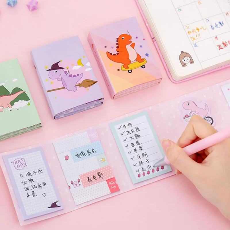 

Cute Sticky Notes Sticker Dinosaur Six Fold Notes Memo Pads Stickers Bookmarks Notes Message Office School Supplies Stationery