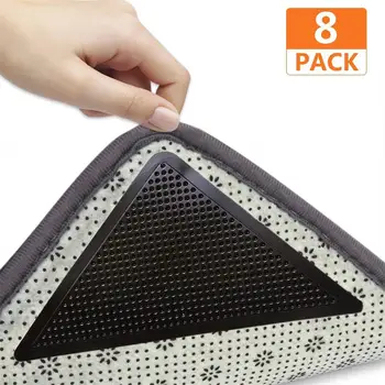

8Pcs/lot Triangle Reusable Anti-skid Rubber Mat Non Slip Patch Mat Washable Rug Gripper Stopper Tape Sticker Black Corners Pad