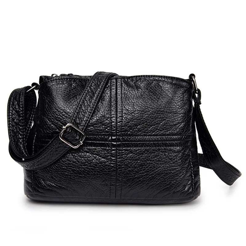 Новая дизайнерская женская сумка через плечо, мягкая кожаная сумка, модные женские сумки-мессенджеры, Женский кошелек на плечо - Цвет: Black Shoulder Bags