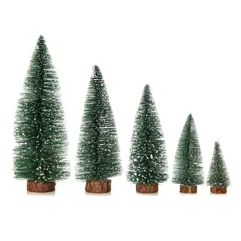 

1 Piece Home Mini Christmas Tree Pine Needle Flocking Stained White Cedar Decoration Small Christmas Tree Mini Green Xmas Tree