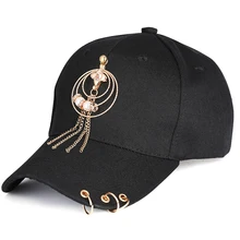 Кепка с кольцами, Женская Бейсболка в стиле хип-хоп, хлопковая кепка с перламутровыми кисточками, Кепка с изогнутым козырьком, унисекс, Snapback, летняя кепка для водителя грузовика, для мальчиков и девочек