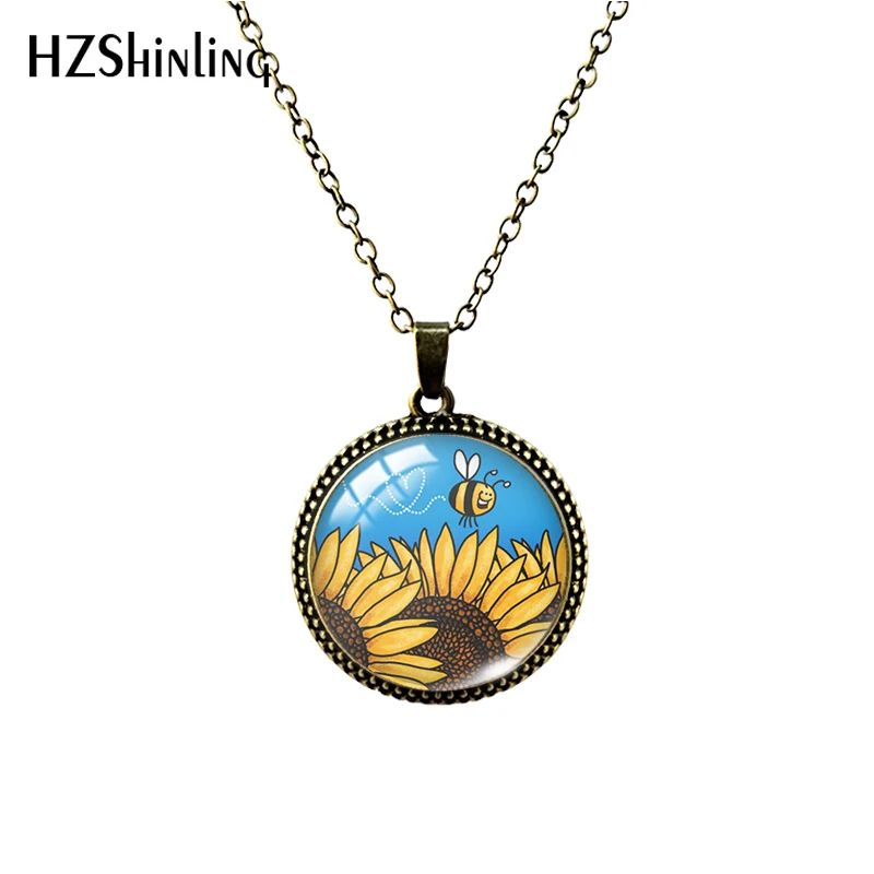 Glass sunflower necklace Clearance