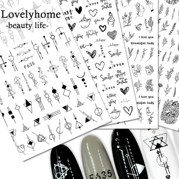 

New Nail Sticker Beautiful Lady Face Line Heart Arrow Moon Leaf Design Stickers For Manicure DIY Nails Art Polish Decoration