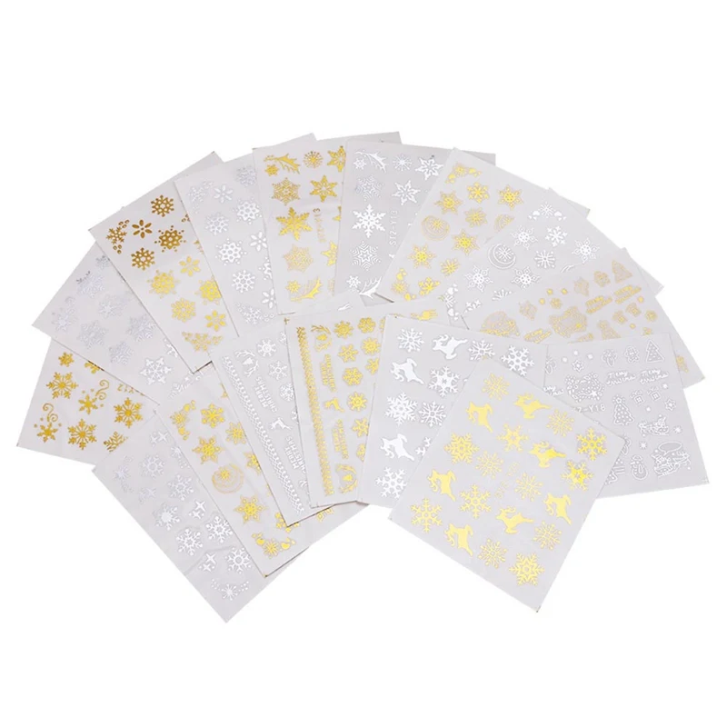 

Christmas Mixed Design Nail Art Sticker Nail Water Decals Gold Christmas Tree Deer Snow Mixed Pattern Transfer Sticker New