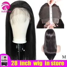10-28 дюймов парики бразильские 4x4 закрытие парик человеческие волосы парики шнурка Длинные прямые Remy кружева Закрытие парики для женщин 150 плотность