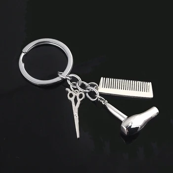 

Fashion Simple Key Chain Personality Creative Wash Shear Blowing Style Pendant Men And Women Gold Silver Key Ring