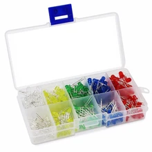 250 шт./лот 3 мм 5 мм светодиодный комплект с коробкой смешанный цвет красный зеленый желтый, синий, белый светоизлучающий диод ассортимент DIY