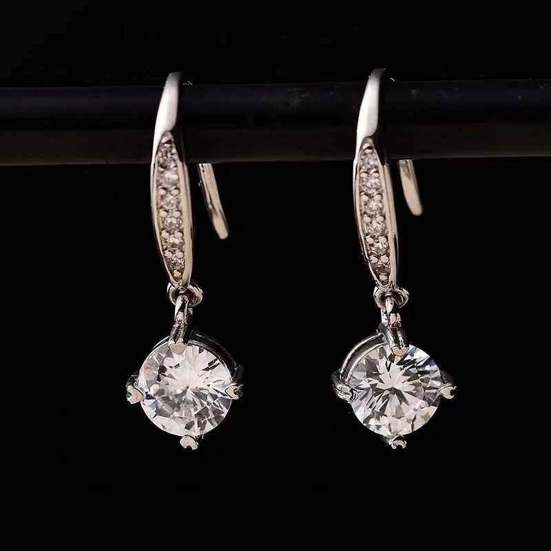 

Poetry Of Jew Store Round Moissanite Cut Total 1.00ct Diamond Test Passed Moissanite Silver Earring Jewelry Girlfriend Gift