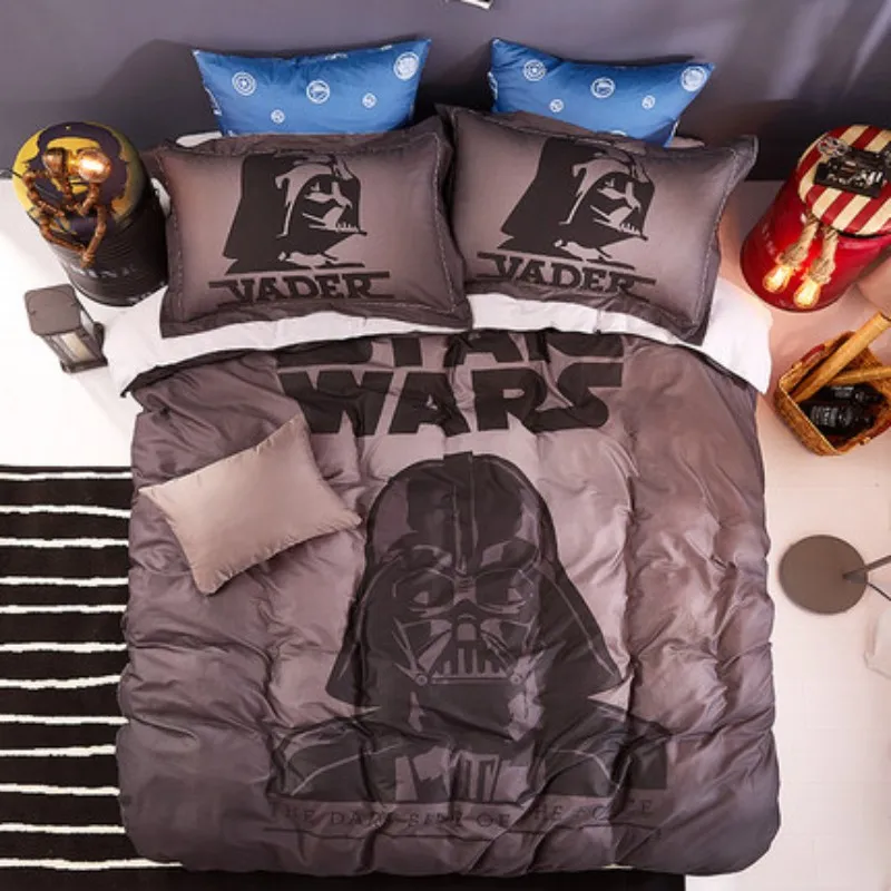 Disney Star Wars 3D принт 100% хлопок комплект голубого постельного белья пододеяльник Плоские наволочки постельное белье 100% хлопок мальчики