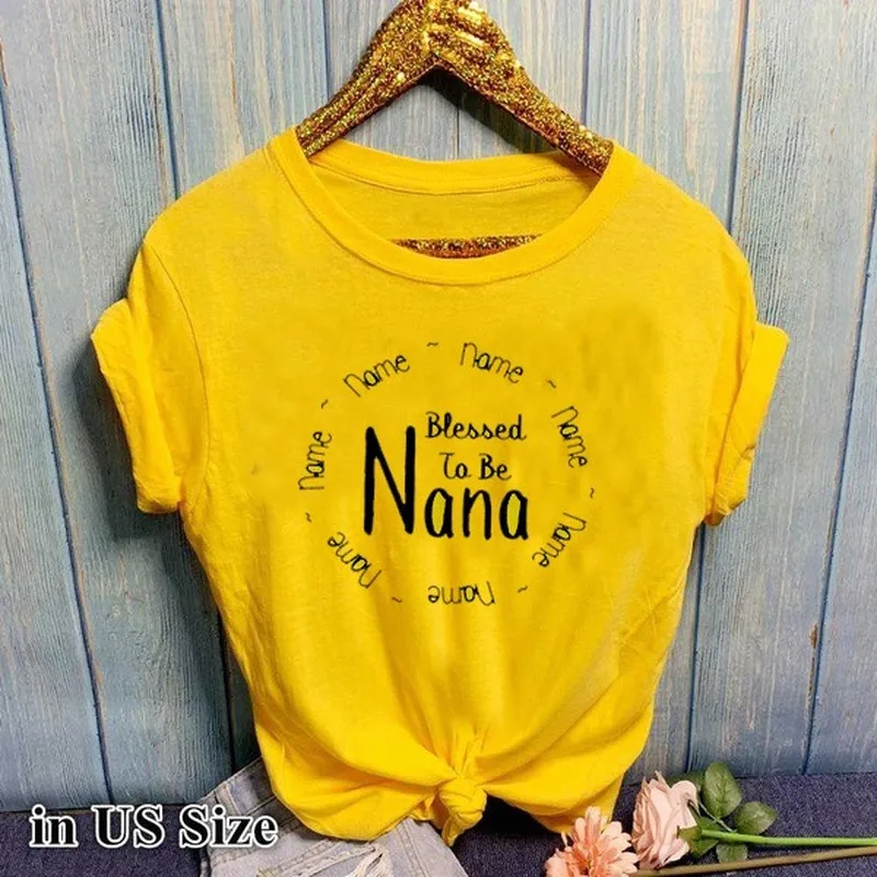

Blessed Nana Letter Print T Shirt Women Short Sleeve O Neck Loose Tshirt 2020 Summer Women Tee Shirt Tops Camisetas Mujer