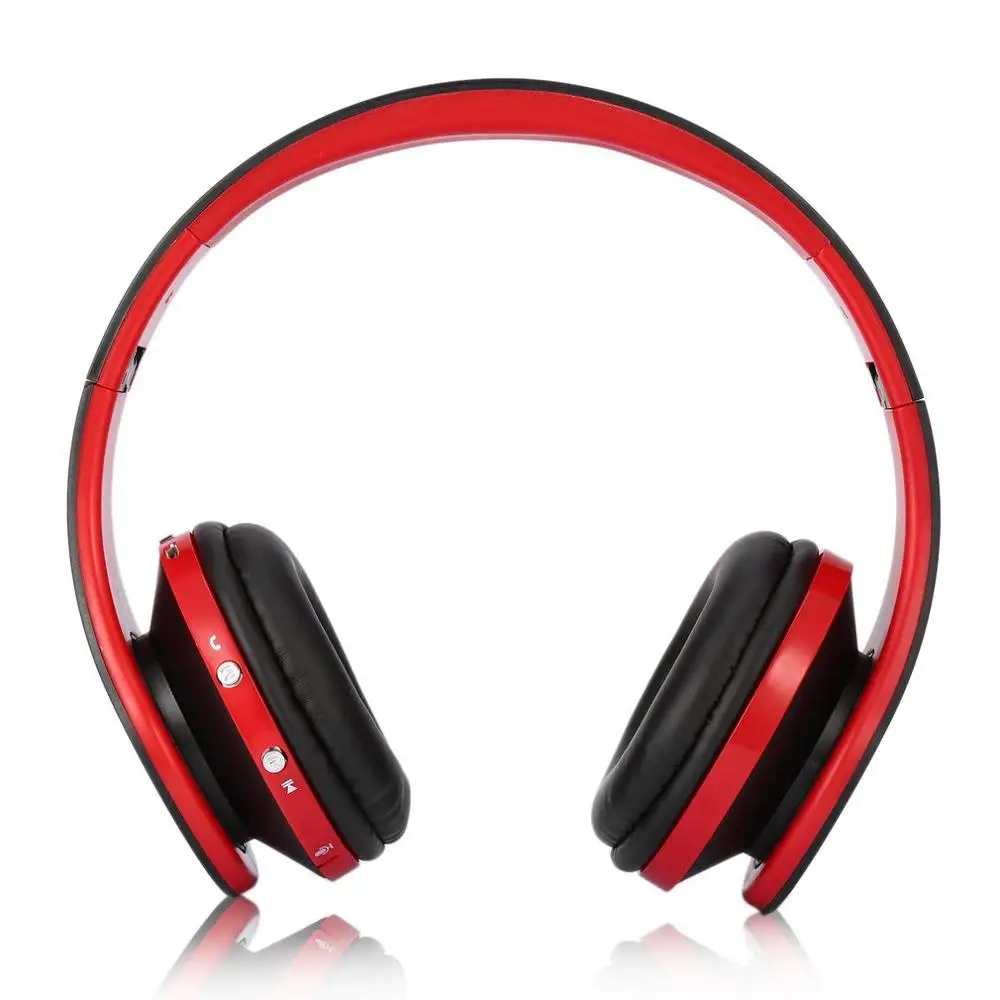Складные беспроводные наушники, стерео bluetooth-гарнитура, комбинированная с микрофоном, поддержка AUX для iPhone, мобильного телефона, ПК, ноутбука, 3,5 мм, аудиоразъем - Цвет: Красный