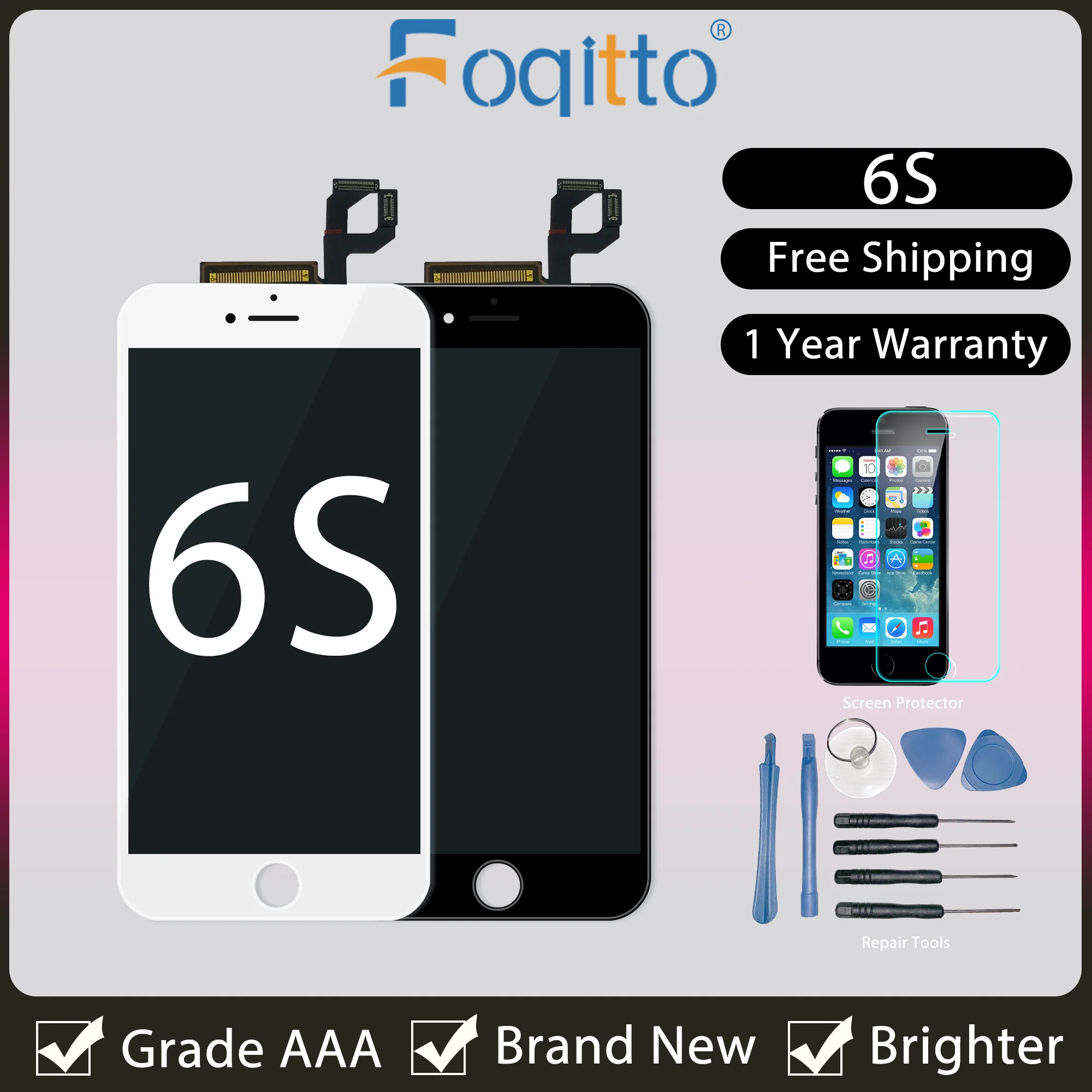 

Foqitto black&white brand new LCD repair screen for iphone 6s 6sp LCD display screen digitizer assembly For iphone6s