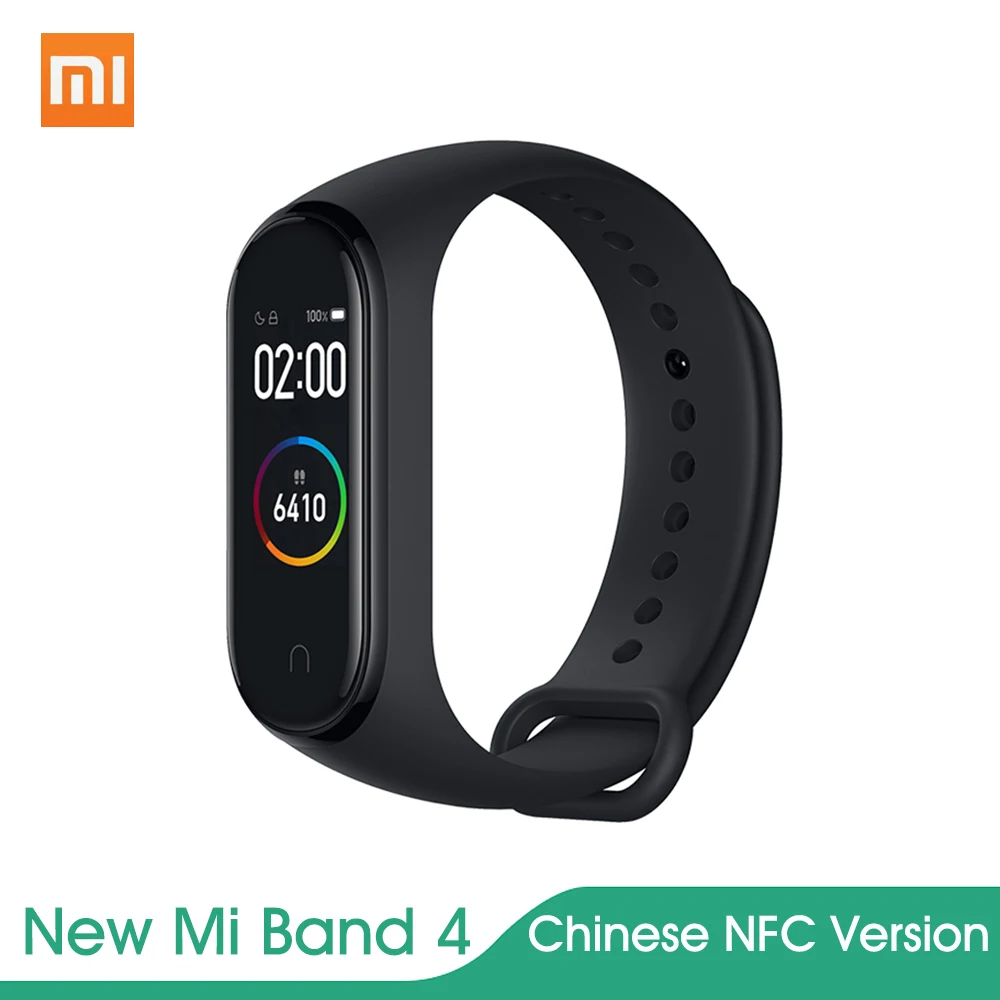 Xiaomi Mi Band 4 NFC Версия смарт-Браслет фитнес-браслет трекер-сна для сердечного ритма Smart Wtach 0,9" AMOLED экран Bluetooth 5,0 - Цвет: Black With NFC