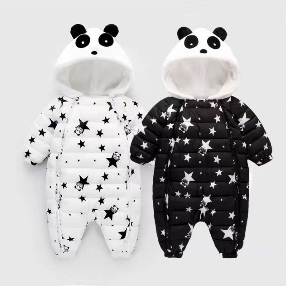 CYSINCOS; хлопковая куртка для маленьких мальчиков и девочек; теплые комбинезоны для малышей на холодную зиму; милая панда; принт со звездами; Верхняя одежда для новорожденных; комбинезон