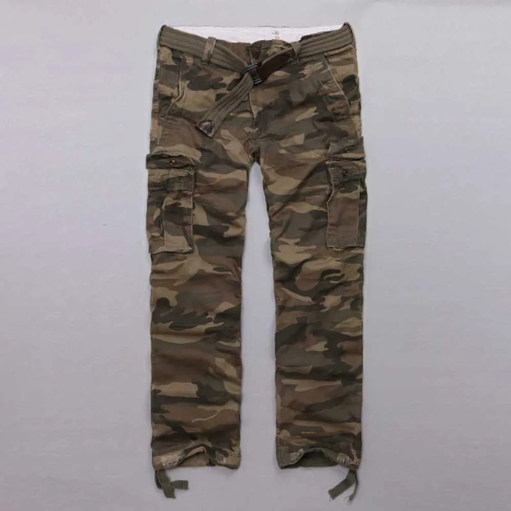 Billig Baumwolle Cargo Hosen Männer Casual Military Armee Stil Camo Hosen Gerade Lose Baggy Taktische Hosen Jogger Hosen Mann Kleidung