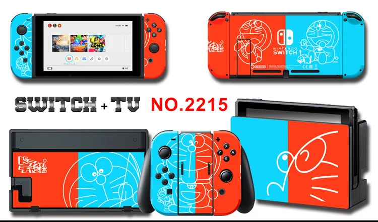 1set New Cute Anime Full Body Sticker for NS Switch Protective Cover Skin Colorful Art for Game Console Joy-Con Controller Decor
