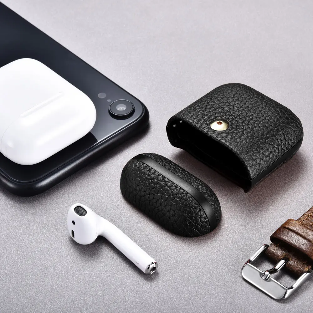 ICARER для Apple AirPods натуральная Litchi кожаный защитный чехол сумка Съемная серия для iPhone аксессуары для наушников