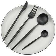 Черный набор столовых приборов, роскошный набор посуды из нержавеющей стали 18/10, столовый набор, вилка, нож, чайная ложка, столовое серебро, домашняя кухонная посуда