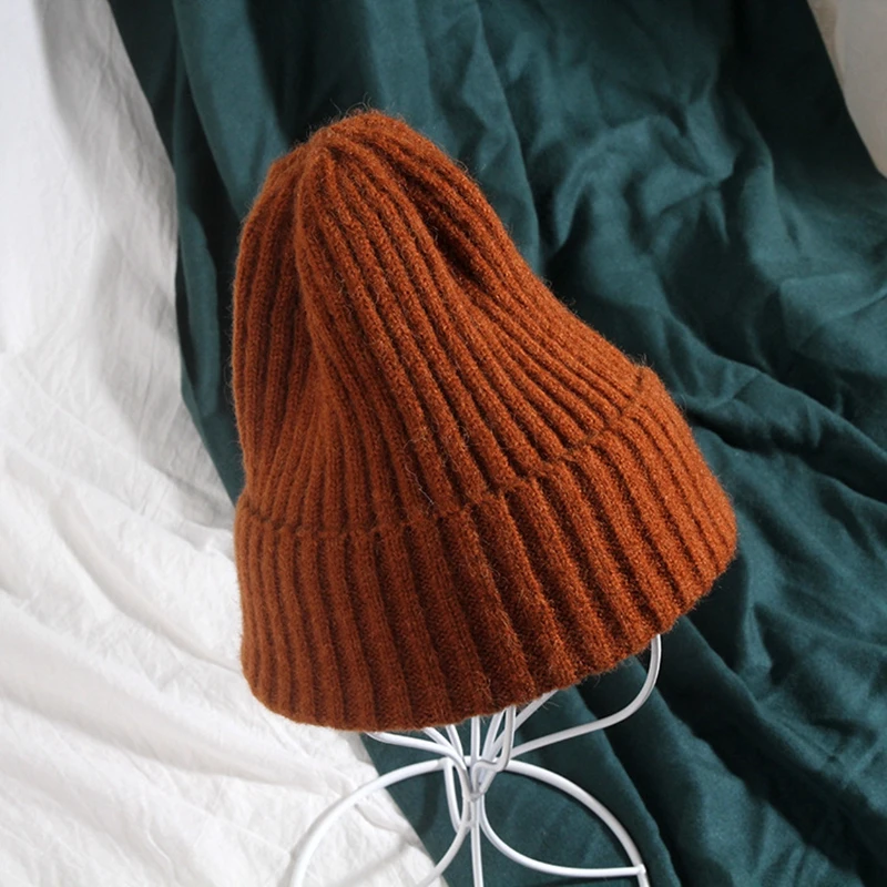 Модная мохеровая вязаная шапка для мужчин и женщин, для путешествий, для мальчиков и девочек, ветрозащитная теплая шерстяная вязаная шапка - Цвет: Оранжевый