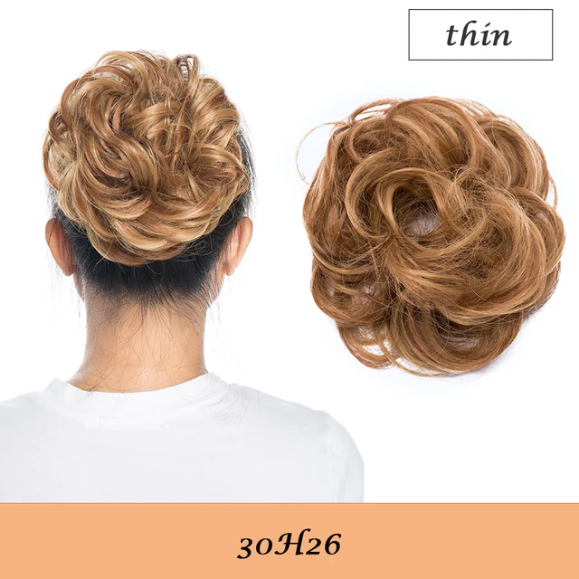 HAIRRO 80g Straight Donut Chignon Hairpieces Synthetic Ombre Elastic Updo Chignon Fluffy Messy Scrunchies Hair Bun For Women 30H26-28g
