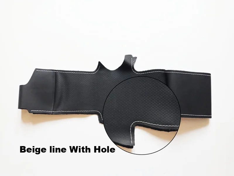 Высокое качество воловья кожа верхний слой ручной работы Швейные чехлы на руль защита для Dongfeng DFM Aeolus AX7 AX5 - Название цвета: beige line With hole