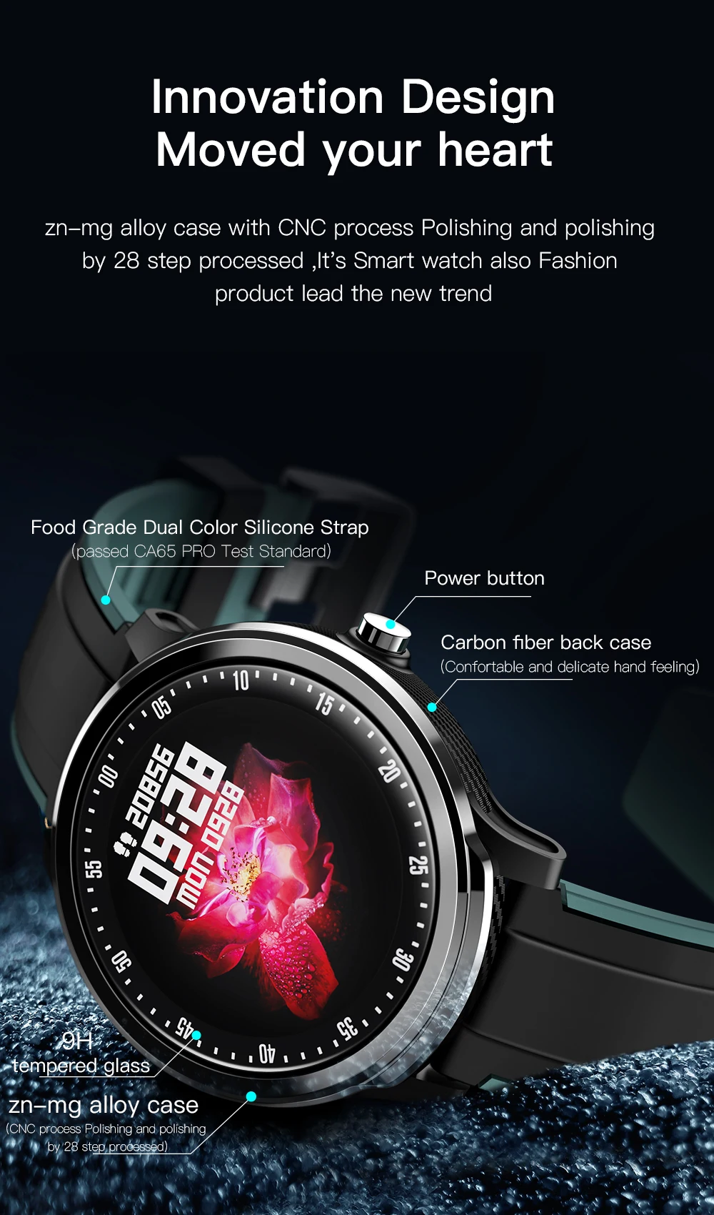 HX80 Смарт-часы для мужчин IP68 водонепроницаемый монитор сердечного ритма и артериального давления Смарт-часы фитнес-трекер модные часы
