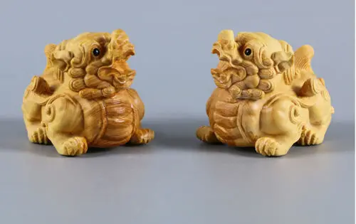 

TJ126ca-4,8*4*6 см резная фигурка из ящика, резьба, домашний декор: Baby Dragon Pi Xiu Pair