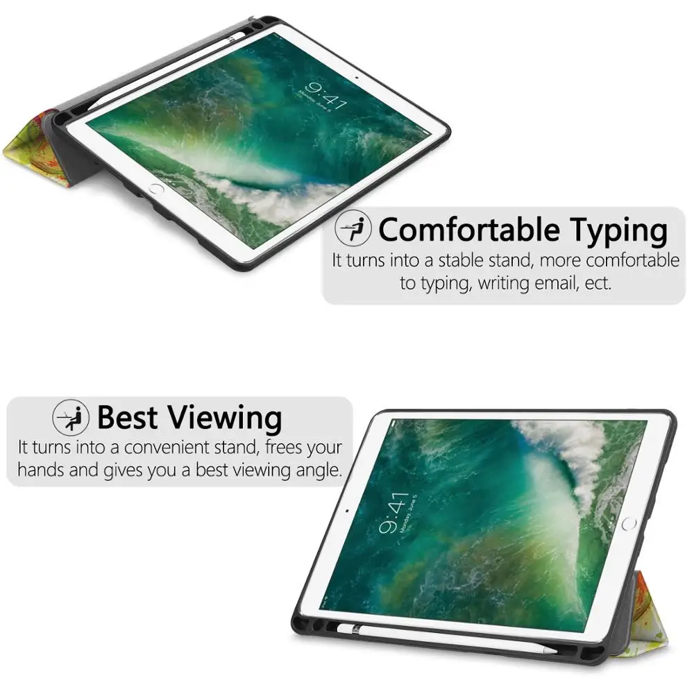  Colorful Case for Apple iPad 10.2 inch 2019 Full Body Protective Rugged Shockproof Case with Auto S