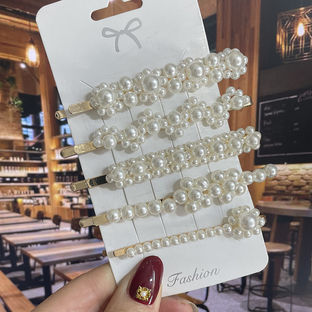 Pearl Barrettes Beaded Geometric Women Hair Clip Hairgrips Hair Accessories Girls Jewelry Fashion Hair Pins