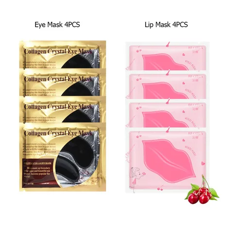Golden Eye Mask Cherry Lip Mask Skin Care Set  Deeply Moisturizing Remove Dark Circles Anti Aging Skincare Gel Patches