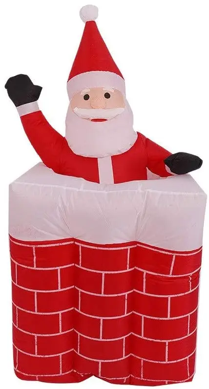 

Christmas Decoration 1.6 M Inflatable Santa Claus Lift Chimney Shiny Entertainment Christmas Ornament Gift Lawn Courtyard Garden