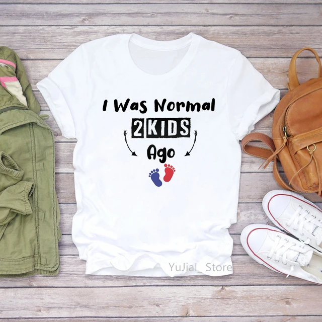 

I Was Normal 2 Kids Ago Letter Print Tshirts Women Clothes 2024 Funny Super Mom Tshirt Femme Mom'S Life Female T-Shirt