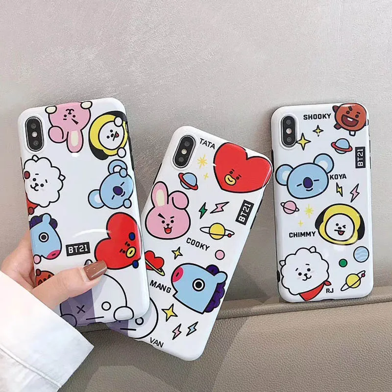 

Korean Bullerproof Boy Scouts mobile phone case For 7 shell For iphone Xs max XR X 6 6s 8plus cartoon glossy soft silicone cover