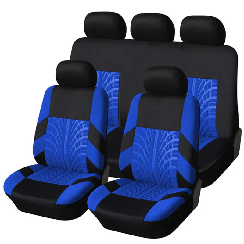 

4 Colour Track Detail Style Car Seat Covers Set Polyester Fabric Universal Fits Most Cars Covers Car Seat Protector