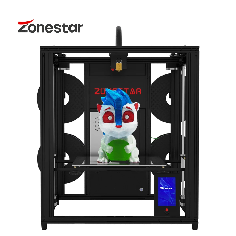 ZONESTAR 2021 más nuevo 4 extrusora Multi Color FDM 3D impresora 4,3 TFT-LCD Instalación rápida Ultra silenciosa de nivelación automática Z9V5