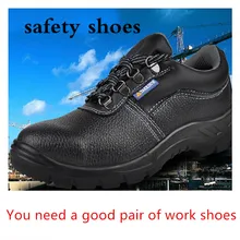 Large Size Safety Shoes for Men Casual Cow Leather Work Shoe Construction Site Worker Steel Toe Caps Sneakers Security Boots Man