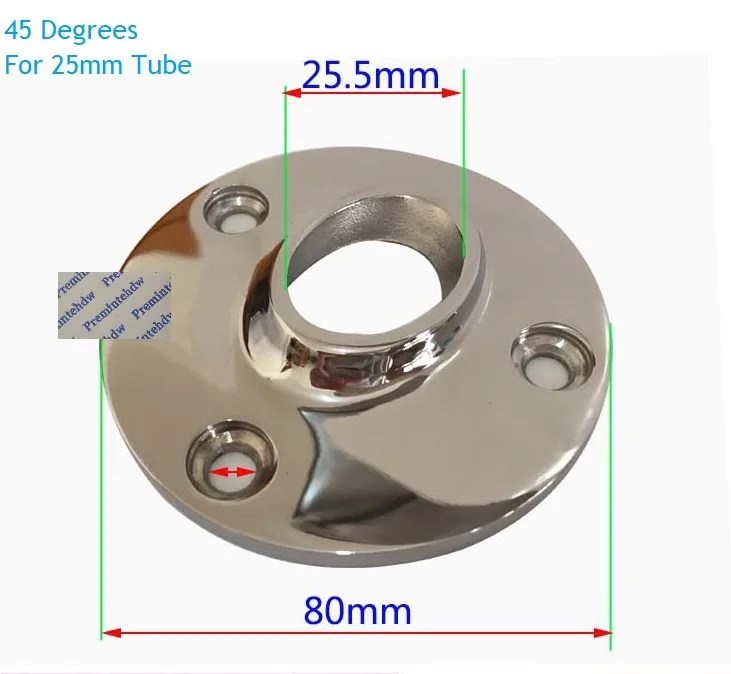 316 фитинги для поручней из нержавеющей стали, соединительный круглый Базовый фланец 22 мм 25 мм 32 мм, трубка для яхты, лодки, корабля, морского оборудования - Цвет: 45degree short 25mm