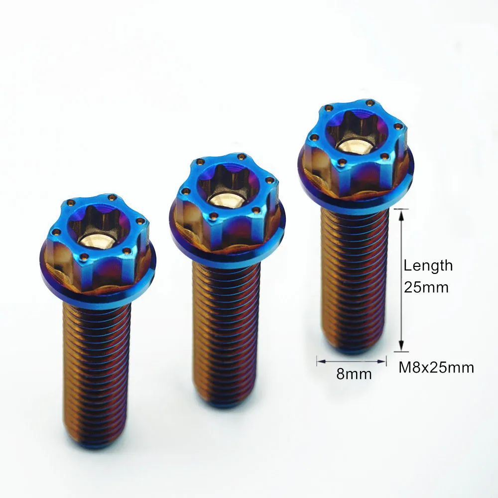4pcs Burn Blue Titanium Screws M8 x 15 20 25 30 40 Torx Flange Ti
