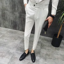 Бутик, модные деловые мужские джентльменские брюки, повседневные, в полоску, самосовершенствование, британский стиль, тренд, качество, девять штанов