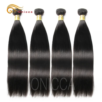 

Straight Hair Bundles Peruvian Afro Hair Weave Bundles 100% Human Hair Extensions Non Remy Hair Weave 1/3/4 Pieces Natural Color