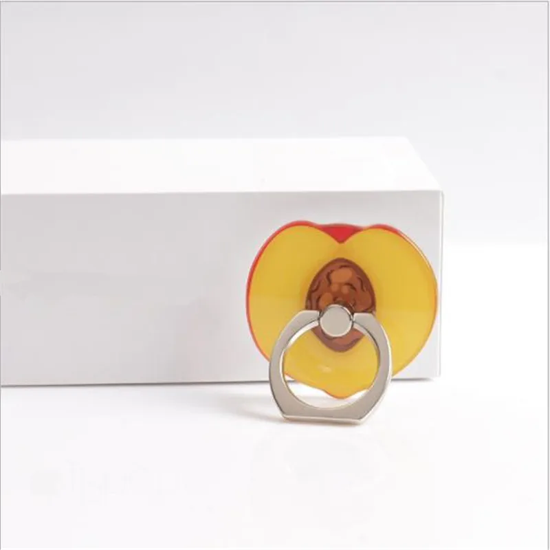Peach Мобильный телефон кронштейн мультфильм кольцо с фруктами Пряжка Кронштейн 360 градусов вращающийся ленивый кронштейн для столешницы палец держатель телефона кольцо держатель - Цвет: Peach
