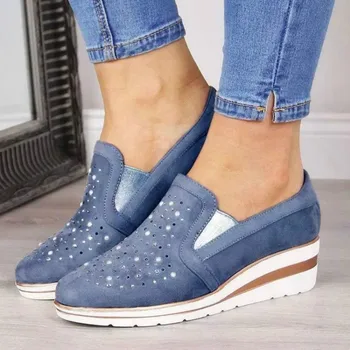 

2020 Women Sneakers Breathable Waterproof Wedges Platform Vulcanize Shoes Pu Leather Woman Casual Shoes tenis feminino