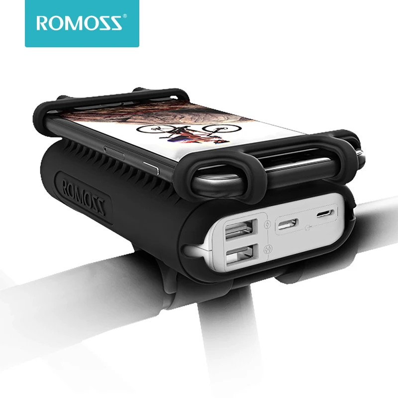 Внешний аккумулятор ROMOSS UR01 2 в 1 ёмкость 10000мАч крепится на велосипед подойдёт для