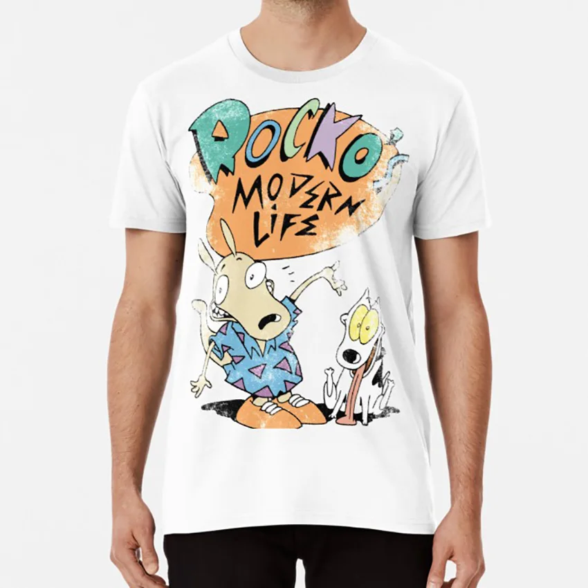 Современная футболка Rocko, футболка rockos, современная жизнь rocko heffer spunky, современная жизнь wallaby snick aaahh, настоящий монстр - Цвет: Белый