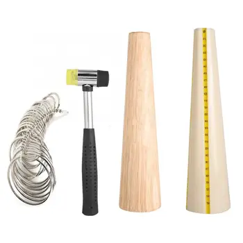 

4pcs/set Jewelry Making Tools Set Mandrel Sizer Ring Sizer Finger Measuring Stick Hammer for Ring Bracelet Repairing Processing