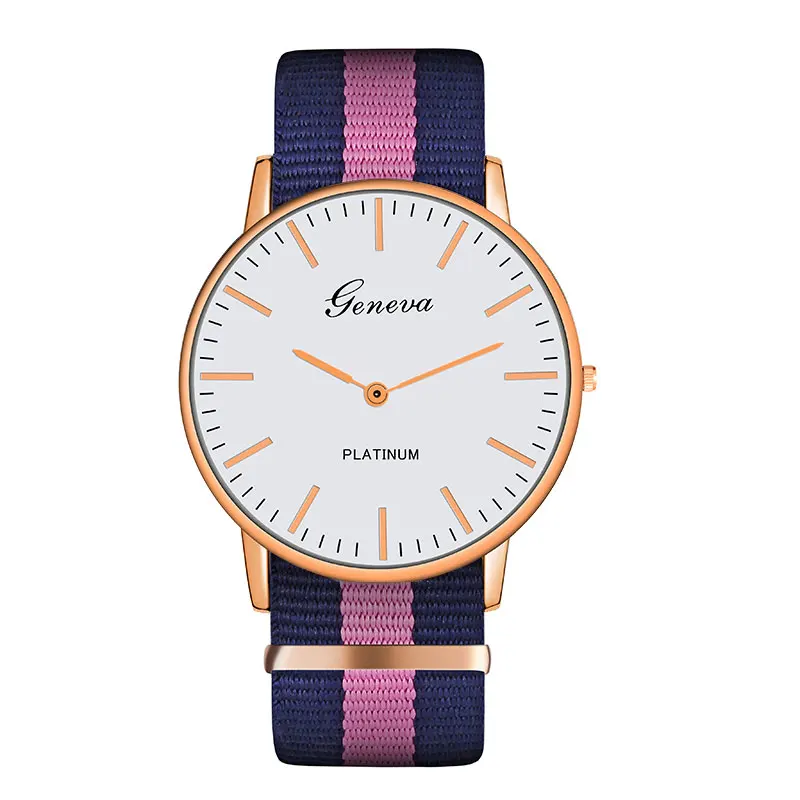 Top Luxury Brand Stripe Nylon Band Watch Men Quartz Wristwatch Casual Lady Woman Watch Montre Femme Reloj Mujer Horloges - Цвет: Color 3